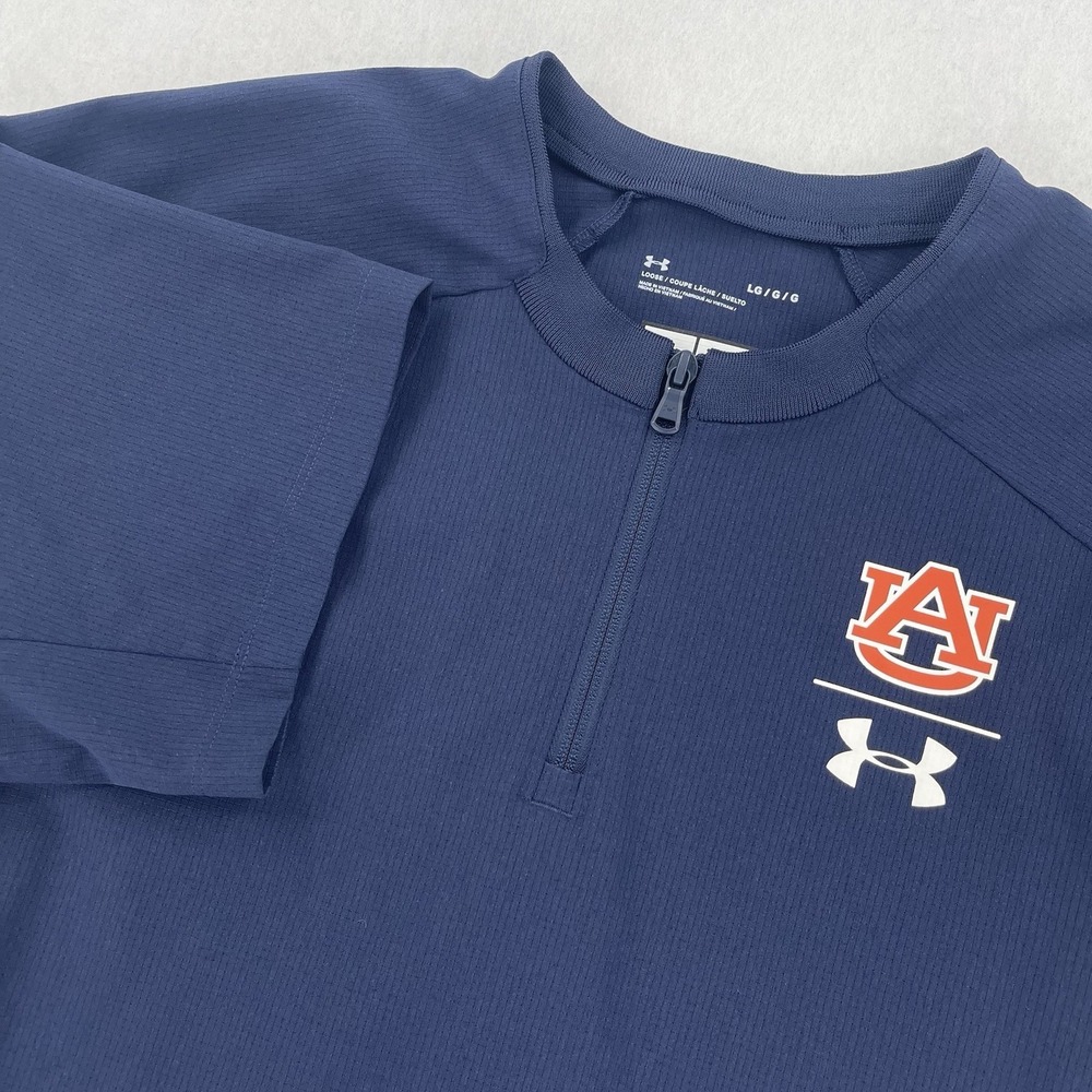 Under Armour Quarter Zip Size L Navy Short Sleeve Performance Auburn University